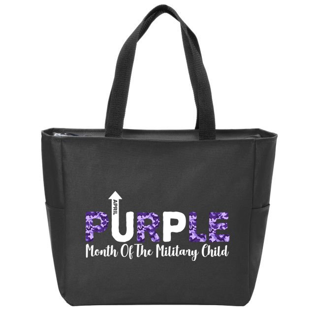 Purple Up For Month Of Military Child April Zip Tote Bag