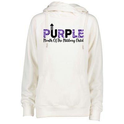 Purple Up For Month Of Military Child April Womens Funnel Neck Pullover Hood