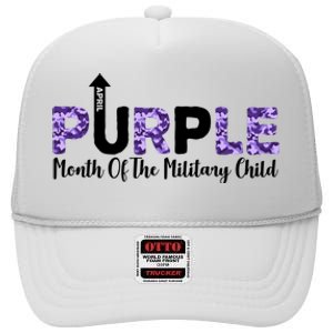 Purple Up For Month Of Military Child April High Crown Mesh Back Trucker Hat