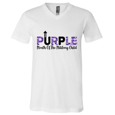 Purple Up For Month Of Military Child April V-Neck T-Shirt