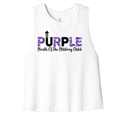 Purple Up For Month Of Military Child April Women's Racerback Cropped Tank