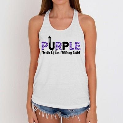 Purple Up For Month Of Military Child April Women's Knotted Racerback Tank