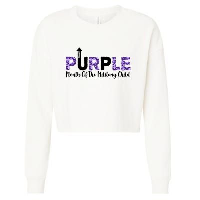 Purple Up For Month Of Military Child April Cropped Pullover Crew
