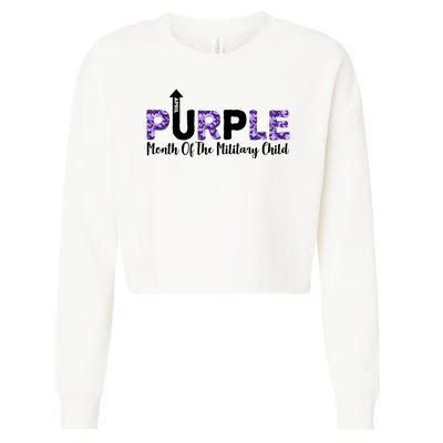 Purple Up For Month Of Military Child April Cropped Pullover Crew