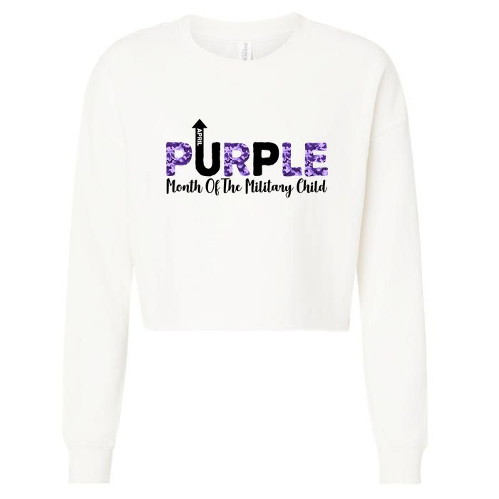 Purple Up For Month Of Military Child April Cropped Pullover Crew