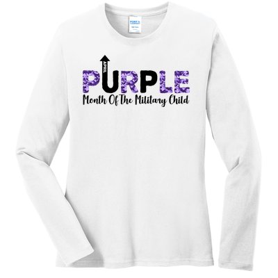 Purple Up For Month Of Military Child April Ladies Long Sleeve Shirt