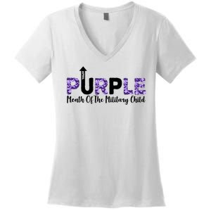 Purple Up For Month Of Military Child April Women's V-Neck T-Shirt