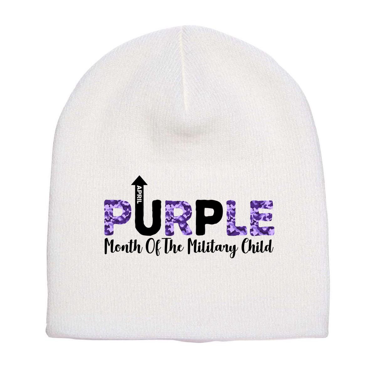 Purple Up For Month Of Military Child April Short Acrylic Beanie