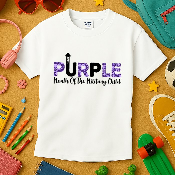 Purple Up For Month Of Military Child April Kids T-Shirt