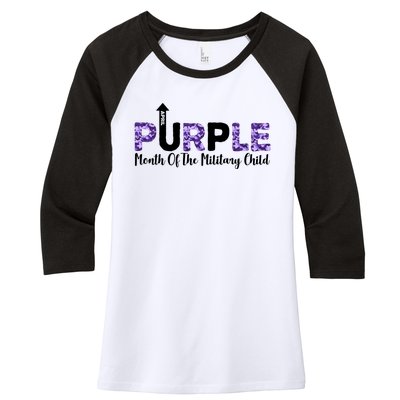 Purple Up For Month Of Military Child April Women's Tri-Blend 3/4-Sleeve Raglan Shirt