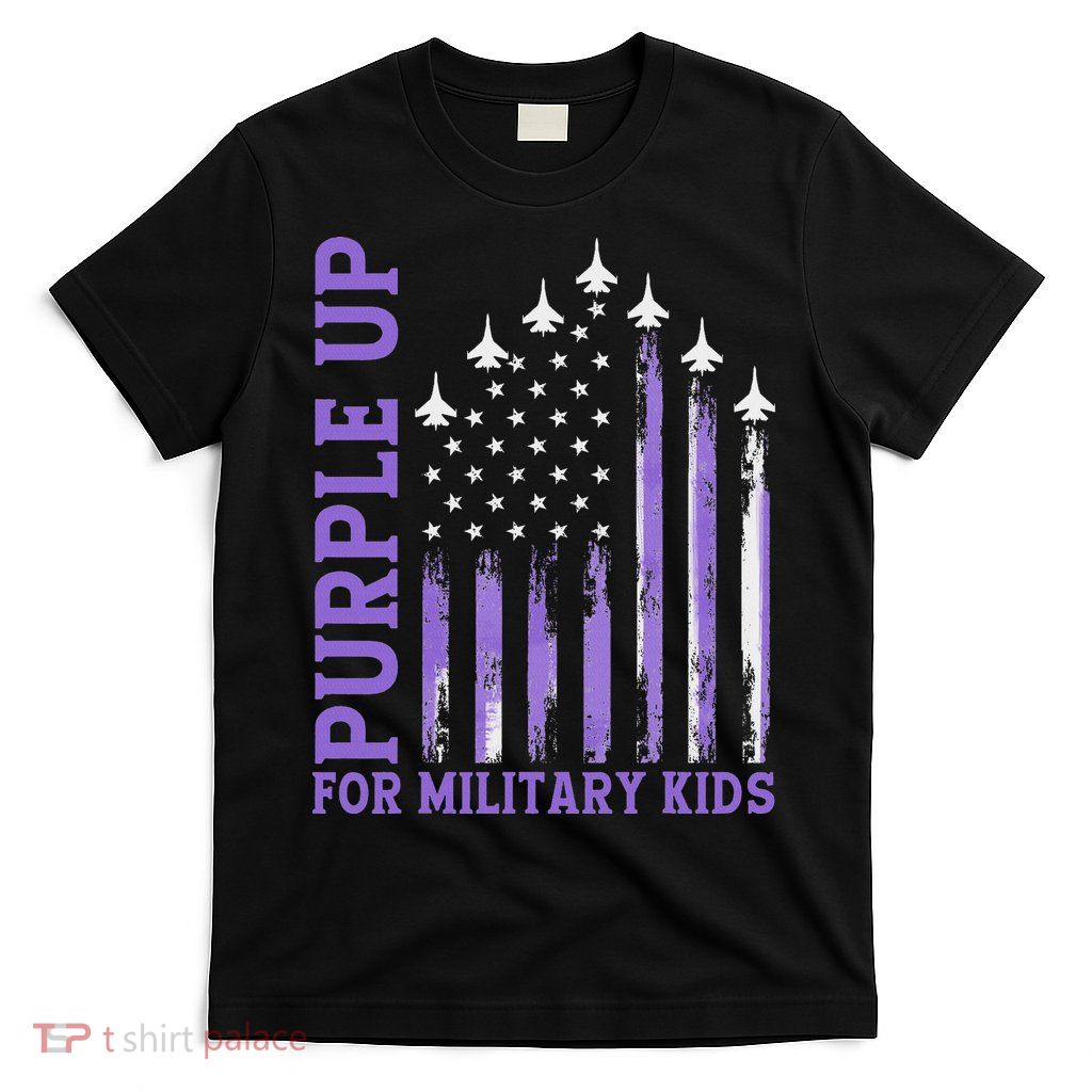 Purple Up For Military Usa Flag Military Child Month T-Shirt