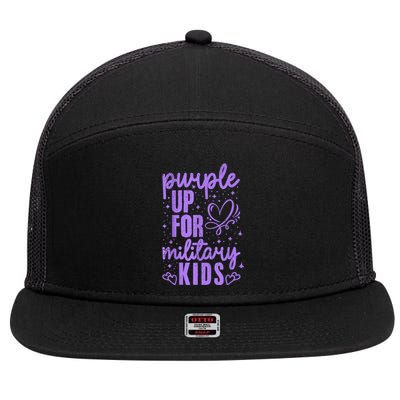 Purple Up For Military Military Child Month 7 Panel Mesh Trucker Snapback Hat