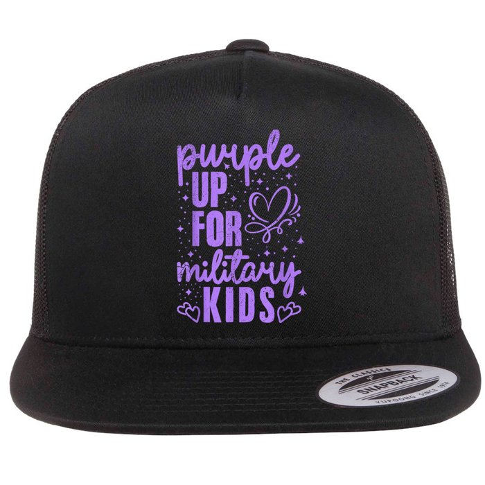 Purple Up For Military Military Child Month Flat Bill Trucker Hat