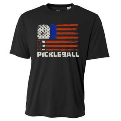 Pickleball USA Flag US Player Paddleball Cooling Performance Crew T-Shirt