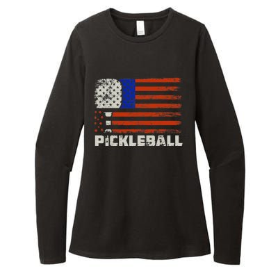 Pickleball USA Flag US Player Paddleball Womens CVC Long Sleeve Shirt