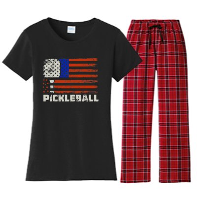 Pickleball USA Flag US Player Paddleball Women's Flannel Pajama Set