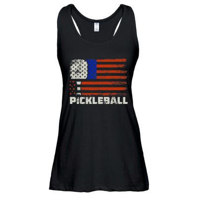 Pickleball USA Flag US Player Paddleball Ladies Essential Flowy Tank