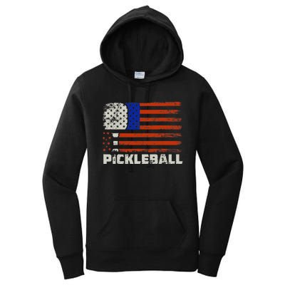 Pickleball USA Flag US Player Paddleball Women's Pullover Hoodie