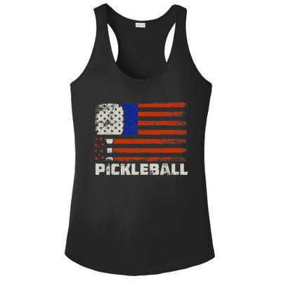 Pickleball USA Flag US Player Paddleball Ladies PosiCharge Competitor Racerback Tank