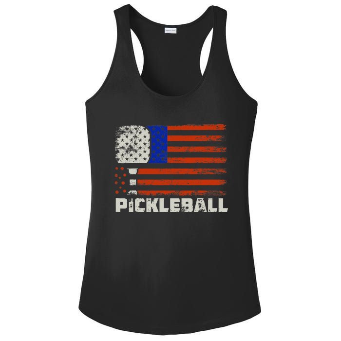 Pickleball USA Flag US Player Paddleball Ladies PosiCharge Competitor Racerback Tank