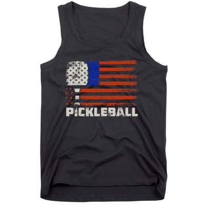 Pickleball USA Flag US Player Paddleball Tank Top