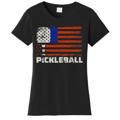 Pickleball USA Flag US Player Paddleball Women's T-Shirt