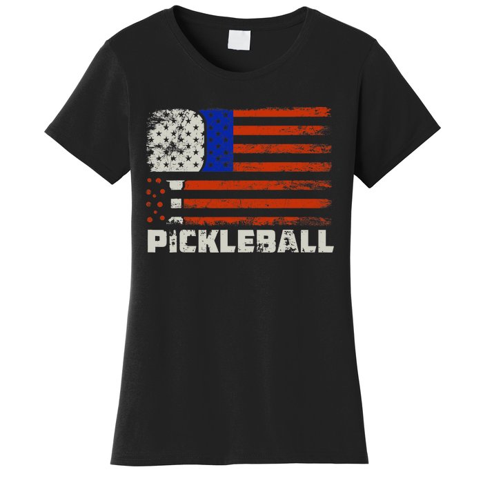 Pickleball USA Flag US Player Paddleball Women's T-Shirt