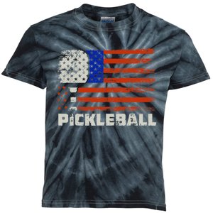 Pickleball USA Flag US Player Paddleball Kids Tie-Dye T-Shirt