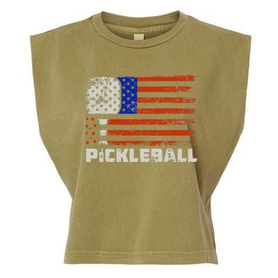 Pickleball USA Flag US Player Paddleball Garment-Dyed Women's Muscle Tee