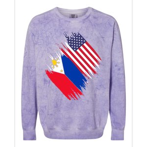 Philippines Usa Flag American Filipino Pride Philippines Cool Gift Colorblast Crewneck Sweatshirt