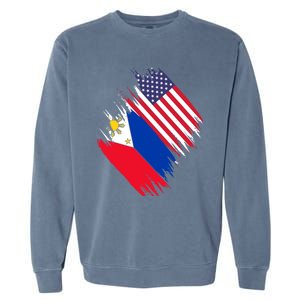 Philippines Usa Flag American Filipino Pride Philippines Cool Gift Garment-Dyed Sweatshirt