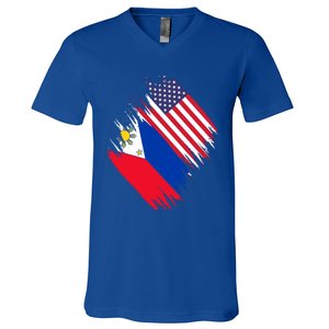 Philippines Usa Flag American Filipino Pride Philippines Cool Gift V-Neck T-Shirt