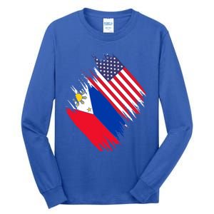 Philippines Usa Flag American Filipino Pride Philippines Cool Gift Tall Long Sleeve T-Shirt