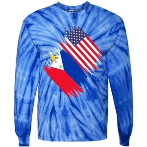 Philippines Usa Flag American Filipino Pride Philippines Cool Gift Tie-Dye Long Sleeve Shirt