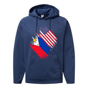 Philippines Usa Flag American Filipino Pride Philippines Cool Gift Performance Fleece Hoodie