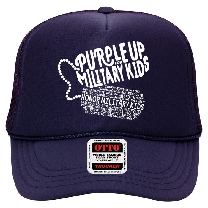 Purple Up For Military Month Of The Military Child High Crown Mesh Back Trucker Hat