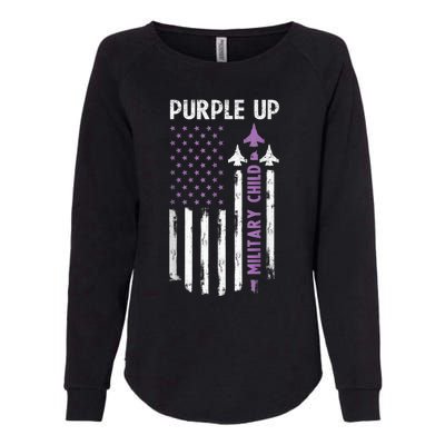 Purple Up For Military Child Air Force US Flag Military Kid Womens California Wash Sweatshirt