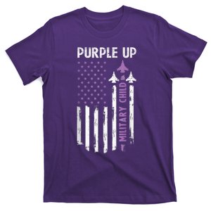 Purple Up For Military Child Air Force US Flag Military Kid T-Shirt