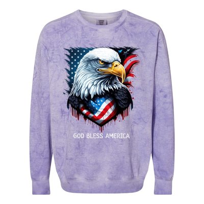 Patriotic Usa Flag Colors Tee God Bless America Gift Colorblast Crewneck Sweatshirt