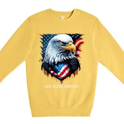 Patriotic Usa Flag Colors Tee God Bless America Gift Premium Crewneck Sweatshirt