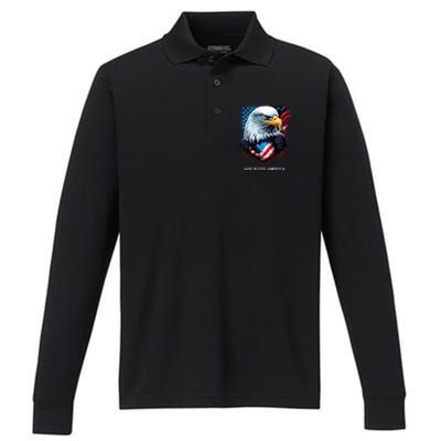 Patriotic Usa Flag Colors Tee God Bless America Gift Performance Long Sleeve Polo