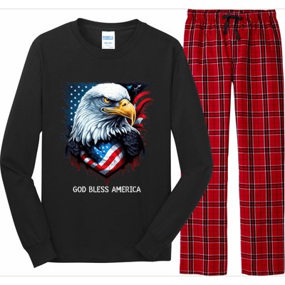 Patriotic Usa Flag Colors Tee God Bless America Gift Long Sleeve Pajama Set