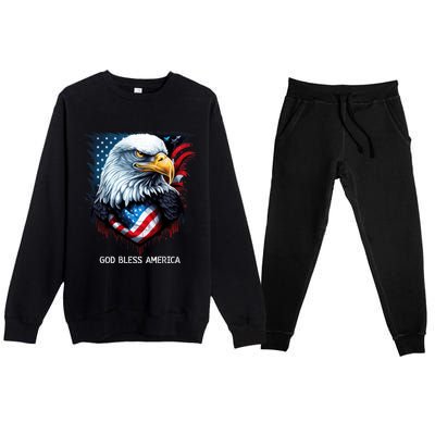 Patriotic Usa Flag Colors Tee God Bless America Gift Premium Crewneck Sweatsuit Set