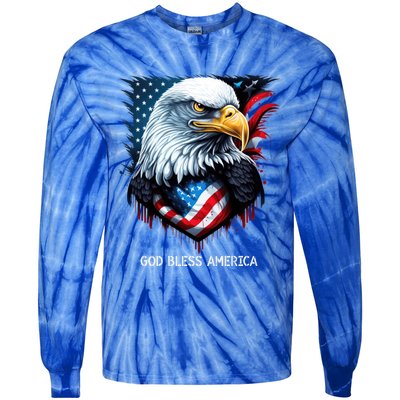 Patriotic Usa Flag Colors Tee God Bless America Gift Tie-Dye Long Sleeve Shirt