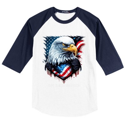 Patriotic Usa Flag Colors Tee God Bless America Gift Baseball Sleeve Shirt