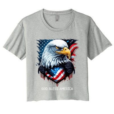 Patriotic Usa Flag Colors Tee God Bless America Gift Women's Crop Top Tee