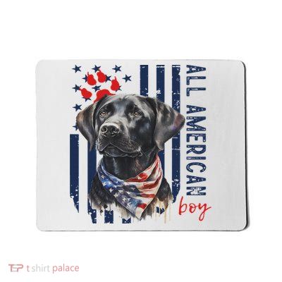 Patriotic Usa Flag Black Labrador All American Boy Lab Owner Mousepad