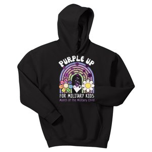 Purple Up For Military Rainbow Military Child Month Kids Hoodie