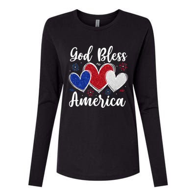 Patriotic Usa Flag Hearts For Christians God Bless America Gift Womens Cotton Relaxed Long Sleeve T-Shirt