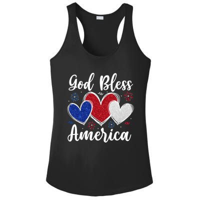 Patriotic Usa Flag Hearts For Christians God Bless America Gift Ladies PosiCharge Competitor Racerback Tank